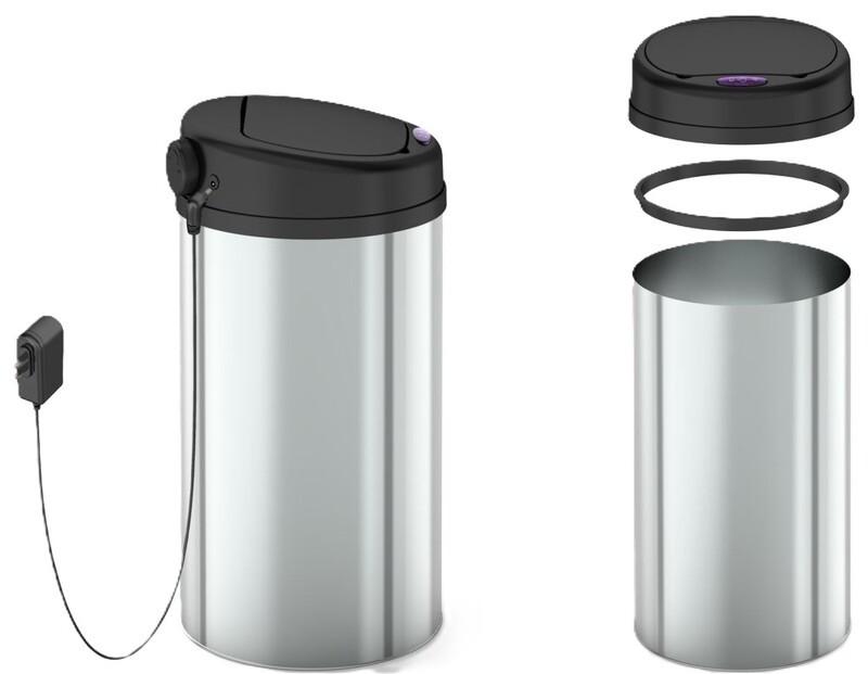 Мусорное ведро сенсорное круглое MIXXUS Premium Ellipse-TC0109 9 л Хром/Черный (MI708) - фото 7