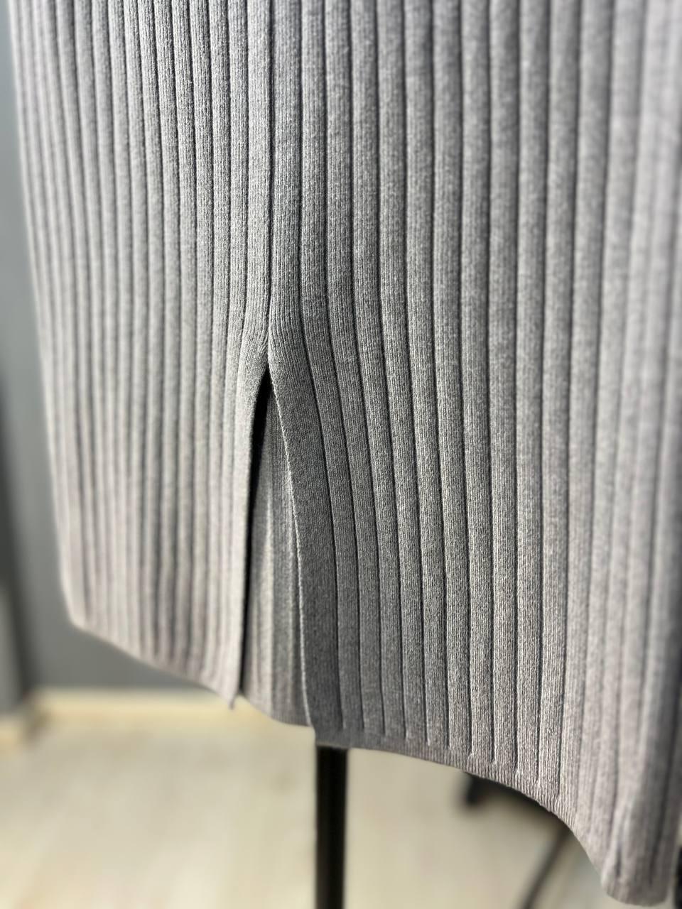 Юбка женская My fashion 478 вязка широкий рубчик разрез средняя длина р. 44-48 Серый (3025) - фото 8