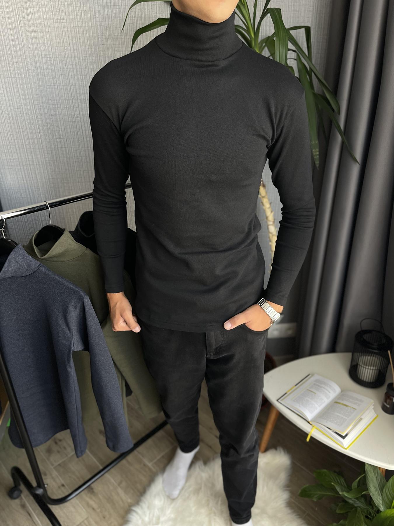 Гольф чоловічий зимовий на флісі облягаючий S Чорний (26534) - фото 8 Гольф чоловічий зимовий на флісі облягаючий S Чорний (26534) - фото 8