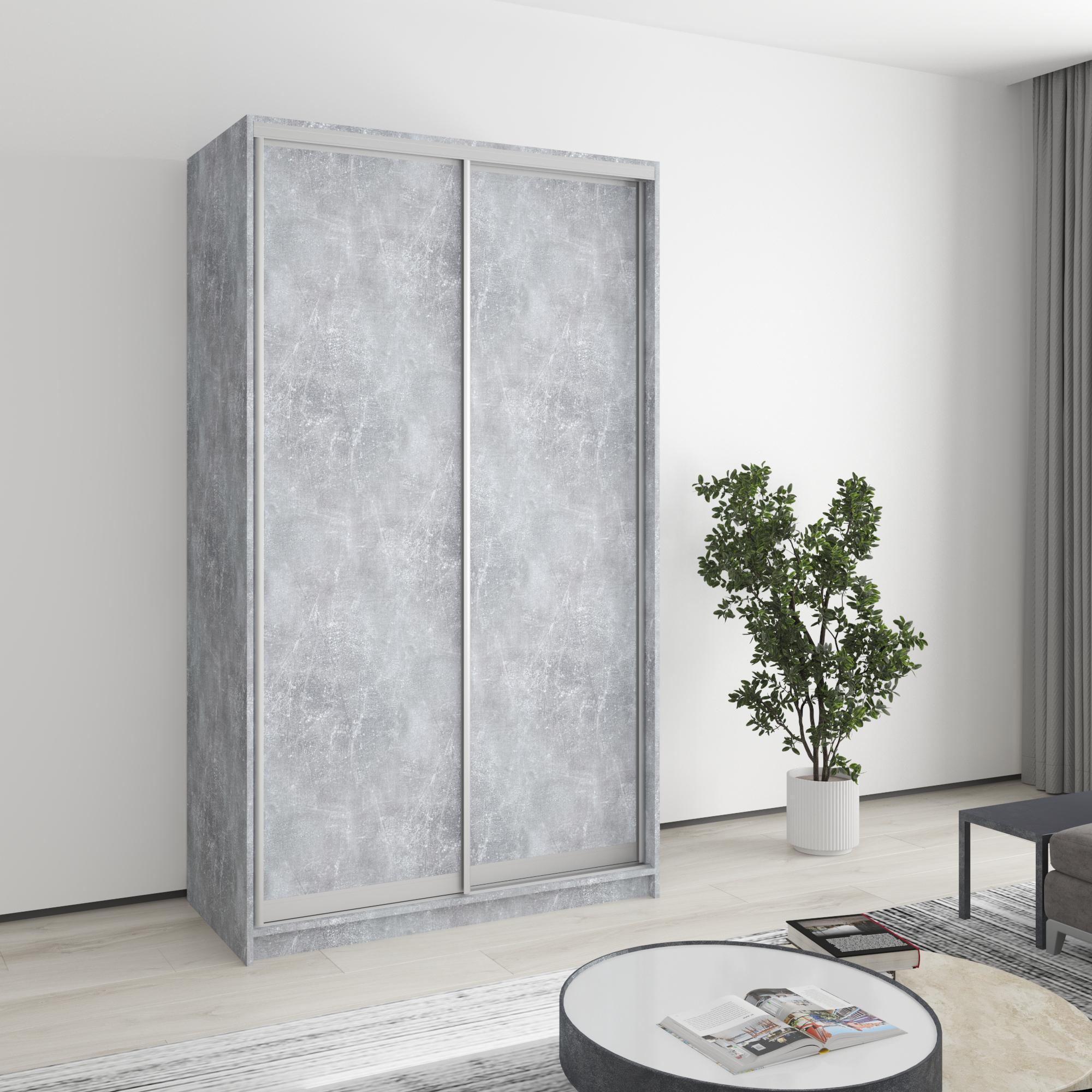 Шкаф-купе двухдверный MebelStar Уни AL 2 ДСП 120x60x210 см Бетон (MBS-2594)