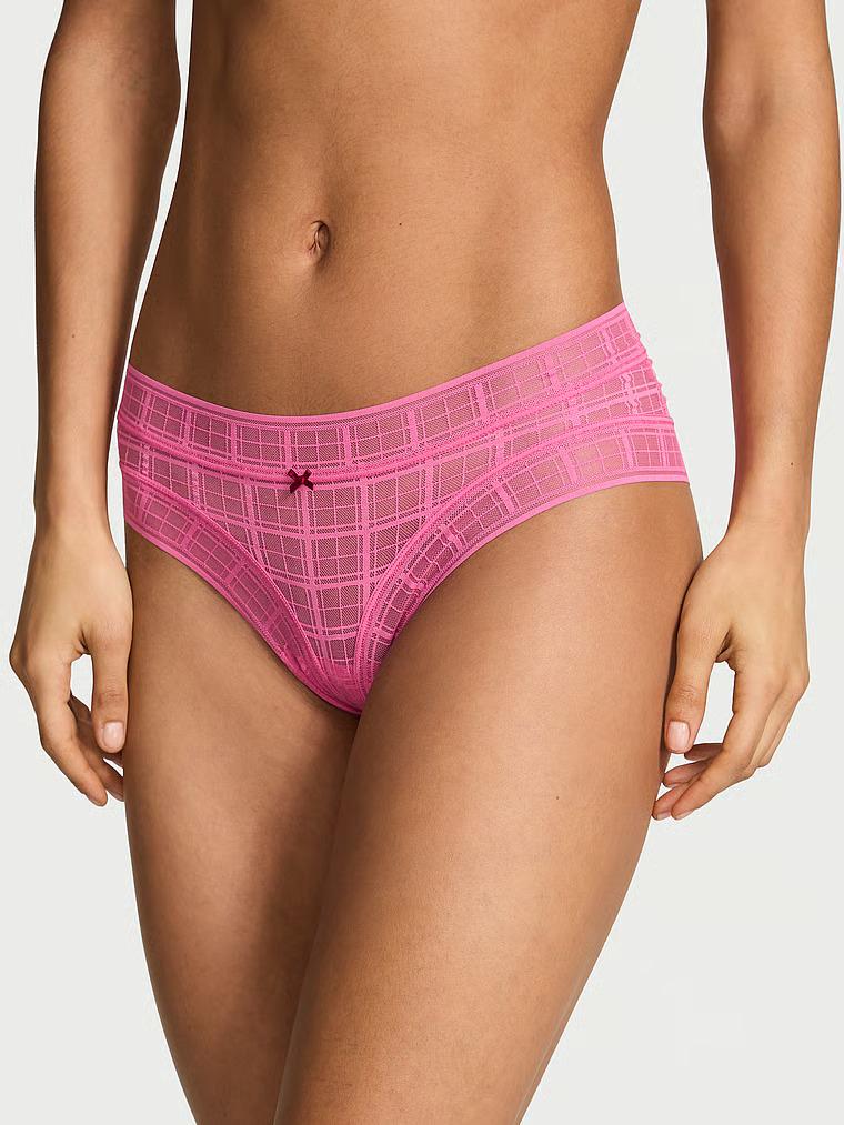 Трусики чики Victoria's Secret The Lacie Plaid Lace Cheeky Panty S Розовый (27183851)