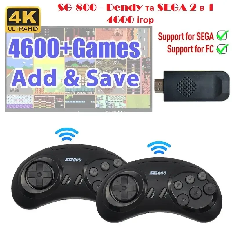 Ігрова приставка Game Controlle SG-800 з бездротовими джойстиками 2 шт. (8835) - фото 2