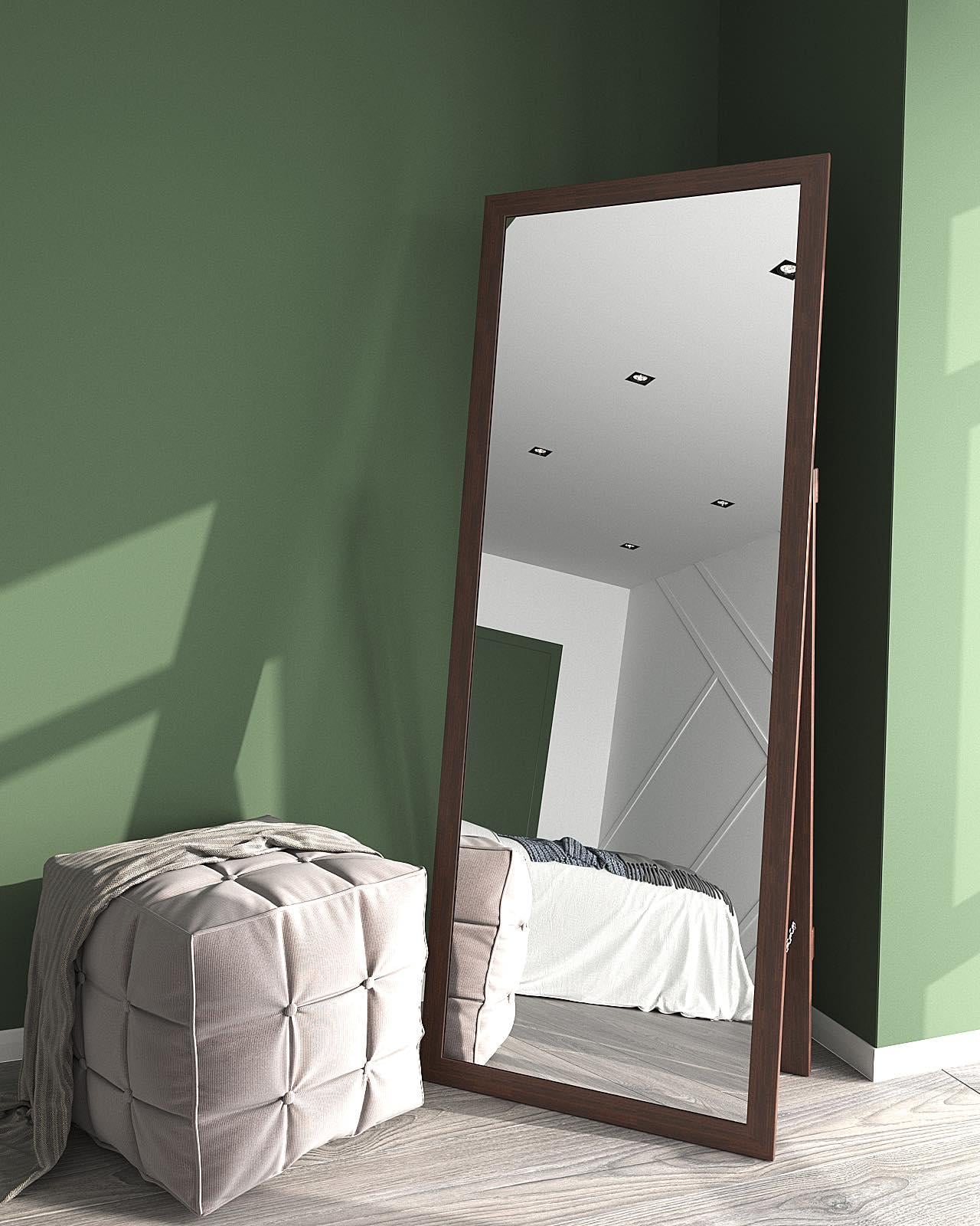 Зеркало настенное в полный рост в тонкой раме 1600х600 мм Орех темный (11744714)