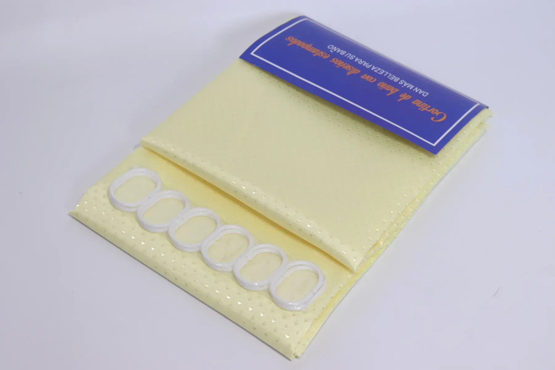 Шторка для ванної з кільцями однотонна 240х180 см Жовтий (5314/yellow)