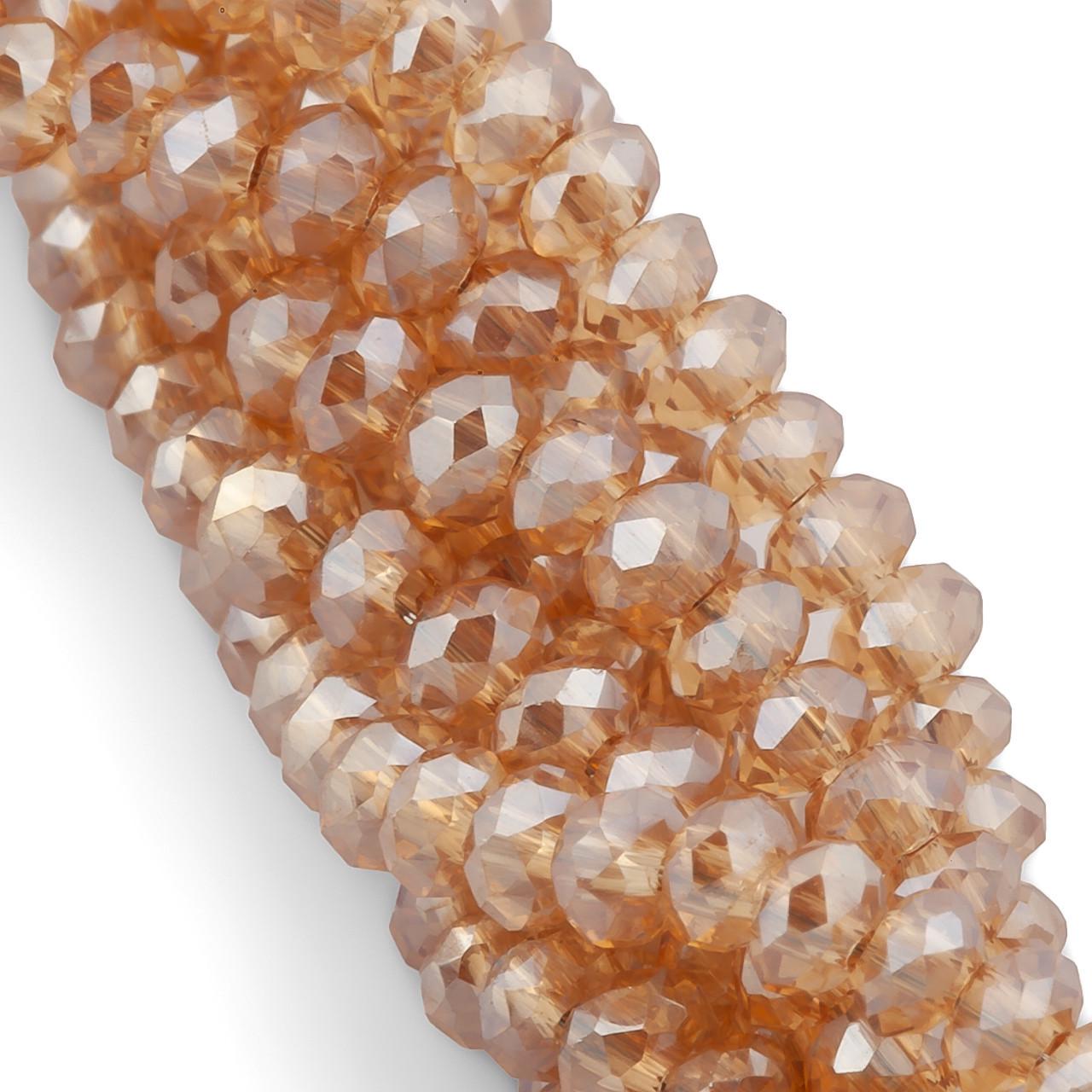 Намистини кришталеві на нитці у формі ронделя з огранюванням 2,5х2 мм 170 шт. Коричневий/Прозорий (БС0202а76)