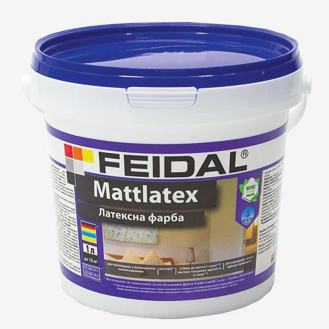 Фарба латексна Feidal Mattlatex для стін і стель матова 1 л Білий