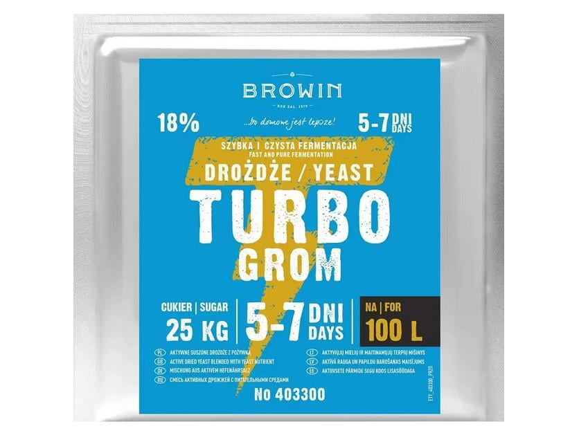 Дрожжи Browin Turbo Grom 100 л 340 г (ПР 403300)