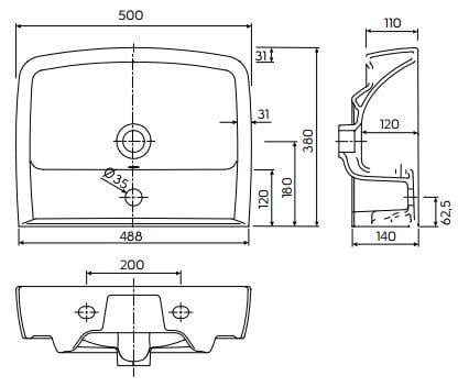 Умывальник подвесной Kolo REKORD K91952000 500x380x140 мм Белый (82135) - фото 2 Умывальник подвесной Kolo REKORD K91952000 500x380x140 мм Белый (82135) - фото 2