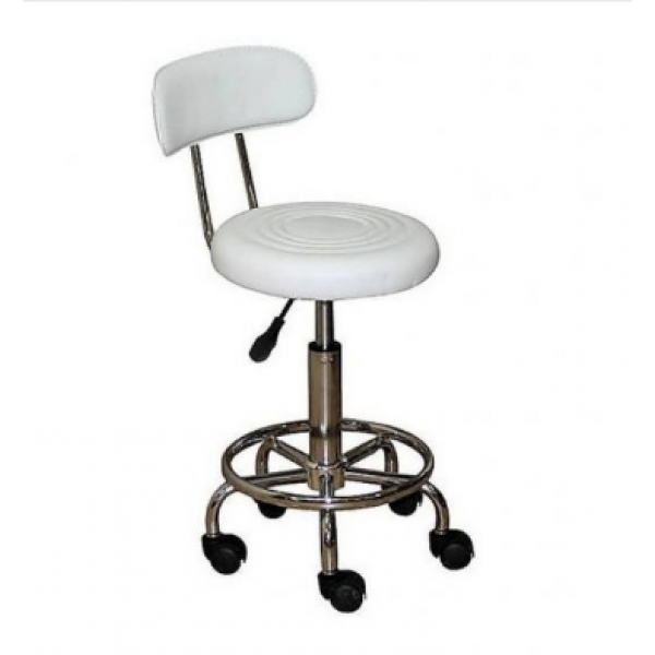 Стул мастера маникюра со спинкой Белый