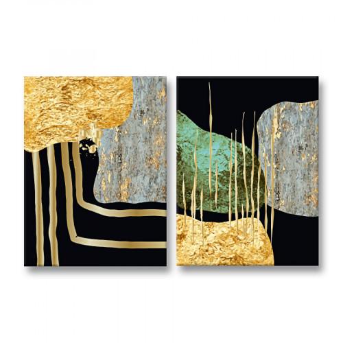 Модульная картина Абстракция Gold Stone 123x80 (MK21290)