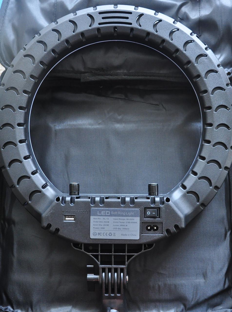 Лампа светодиодная кольцевая RL-14 с усиленным штативом 36 см 36 Вт (2472511830) - фото 2 Лампа светодиодная кольцевая RL-14 с усиленным штативом 36 см 36 Вт (2472511830) - фото 2