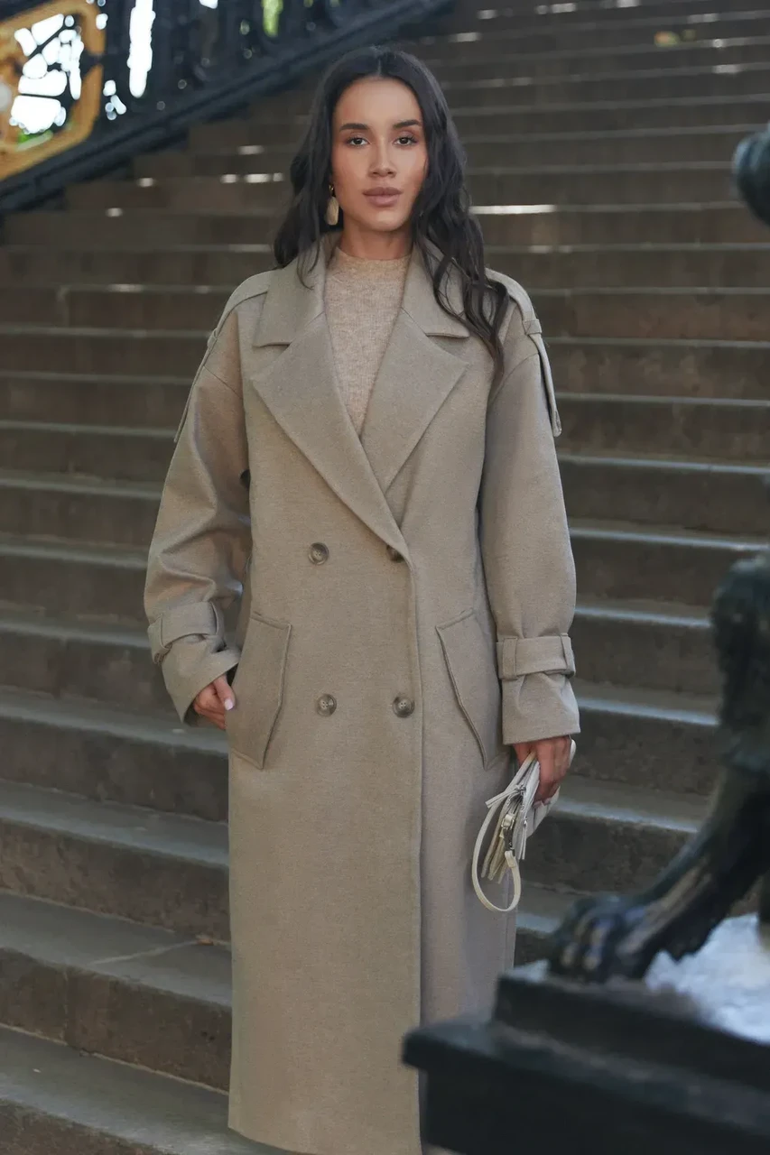 Тренч Seventeen з італійської вовни S-M Бежевий - фото 3