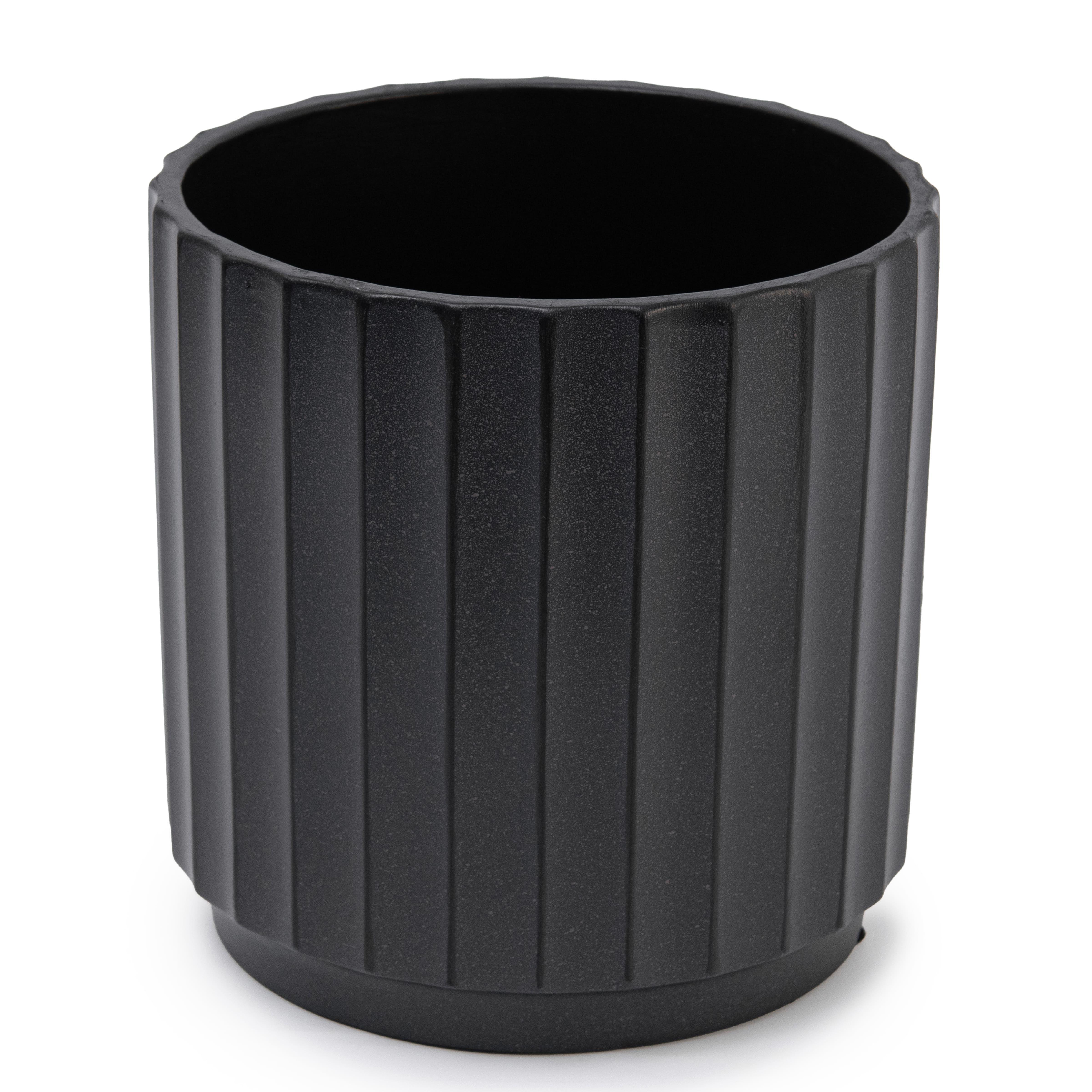 Кашпо для цветов керамическое elemi Грань круглый 2,4 л Черный (УТ-00094973) - фото 2