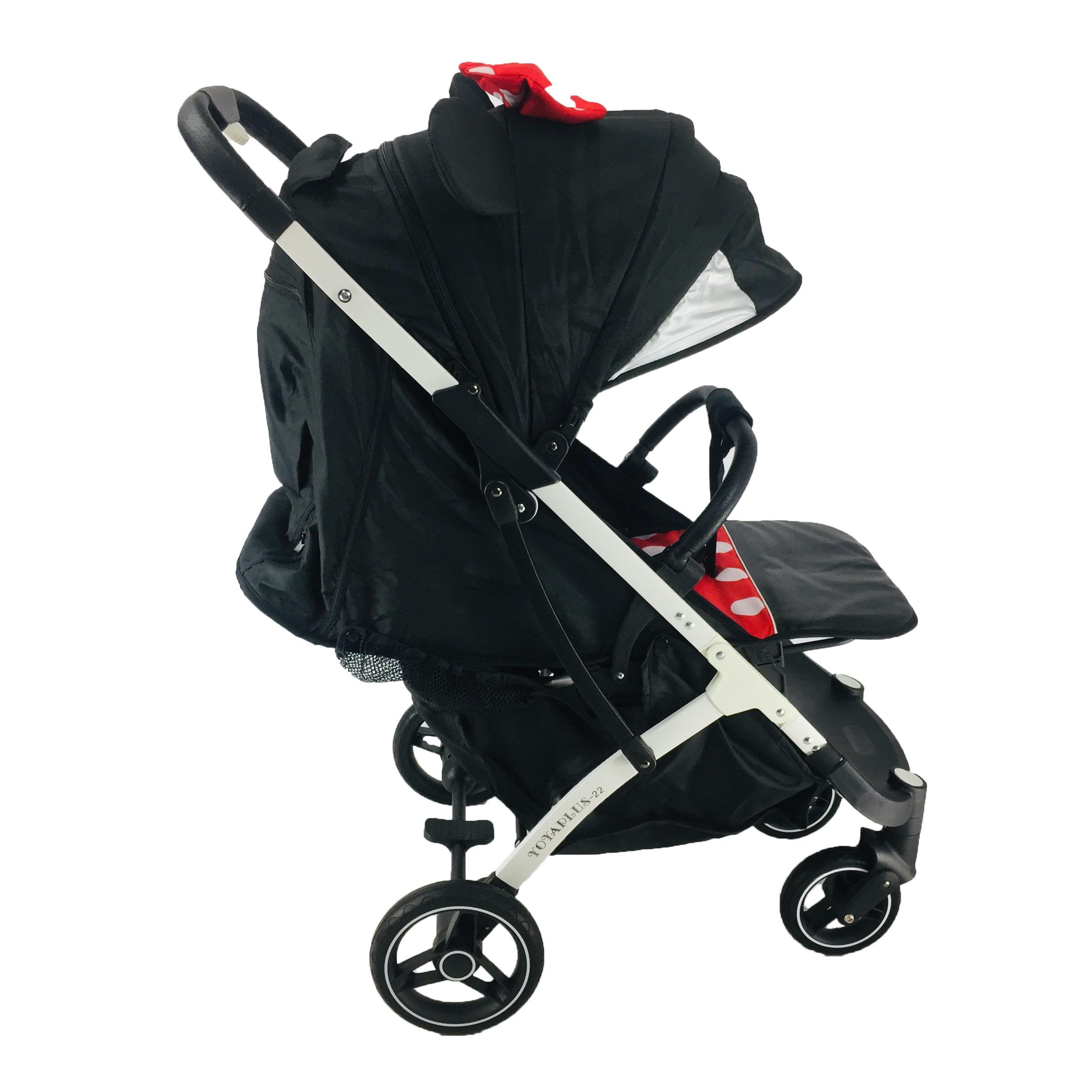 Коляска Yoya Plus Pro-22 Мінні з дощовиком на білій рамі Чорно-червоний (01125010208) - фото 4
