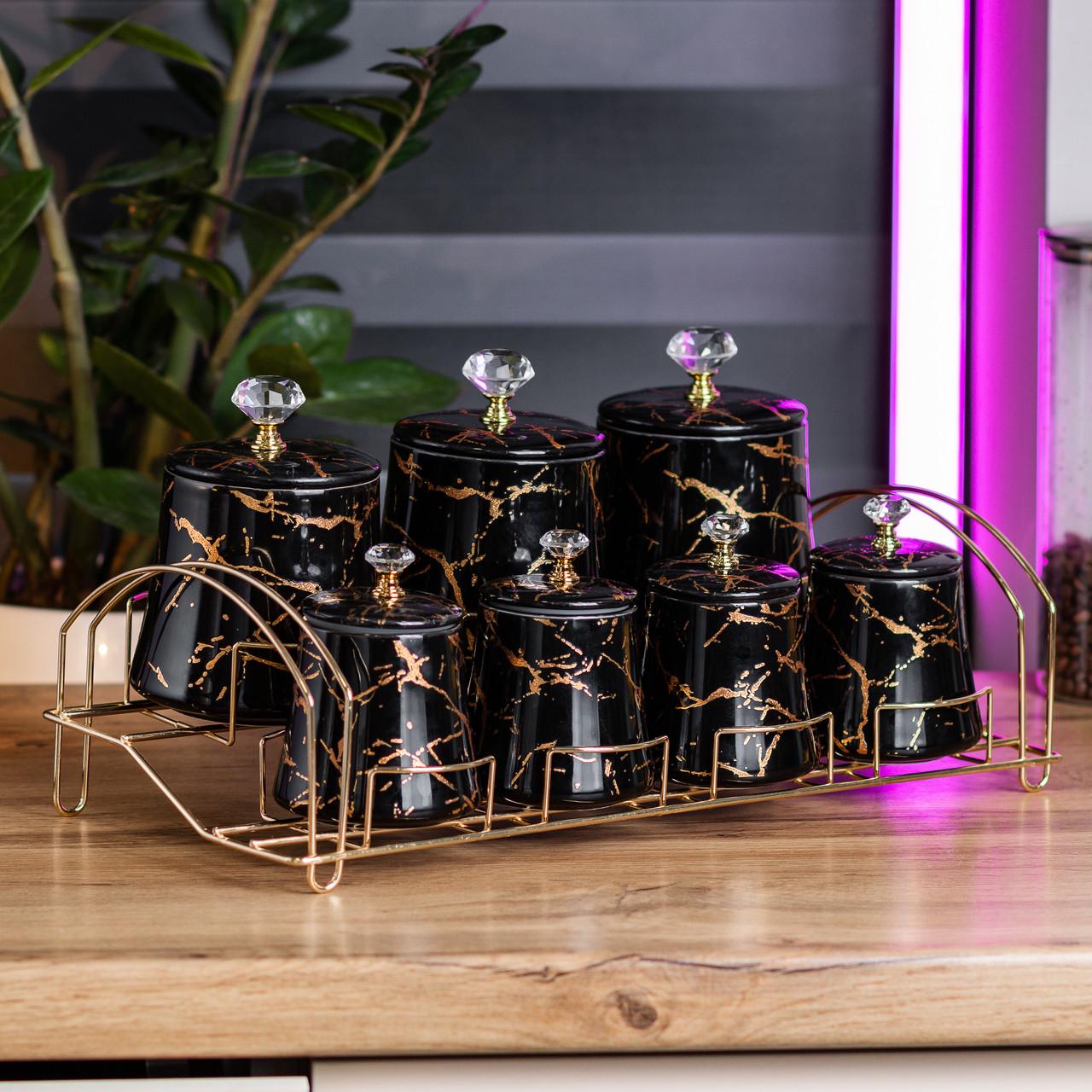 Набір баночок для сипучих продуктів 600/250 мл на металевій підставці (HP1249) - фото 3 Набір баночок для сипучих продуктів 600/250 мл на металевій підставці (HP1249) - фото 3