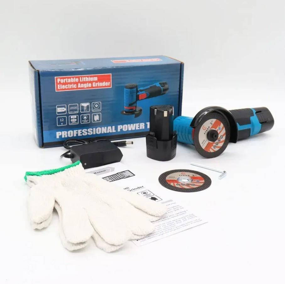 Болгарка аккумуляторная 500W с диском 76 мм 12V с 2 аккумуляторами и чемоданом (176) - фото 11 Болгарка аккумуляторная 500W с диском 76 мм 12V с 2 аккумуляторами и чемоданом (176) - фото 11