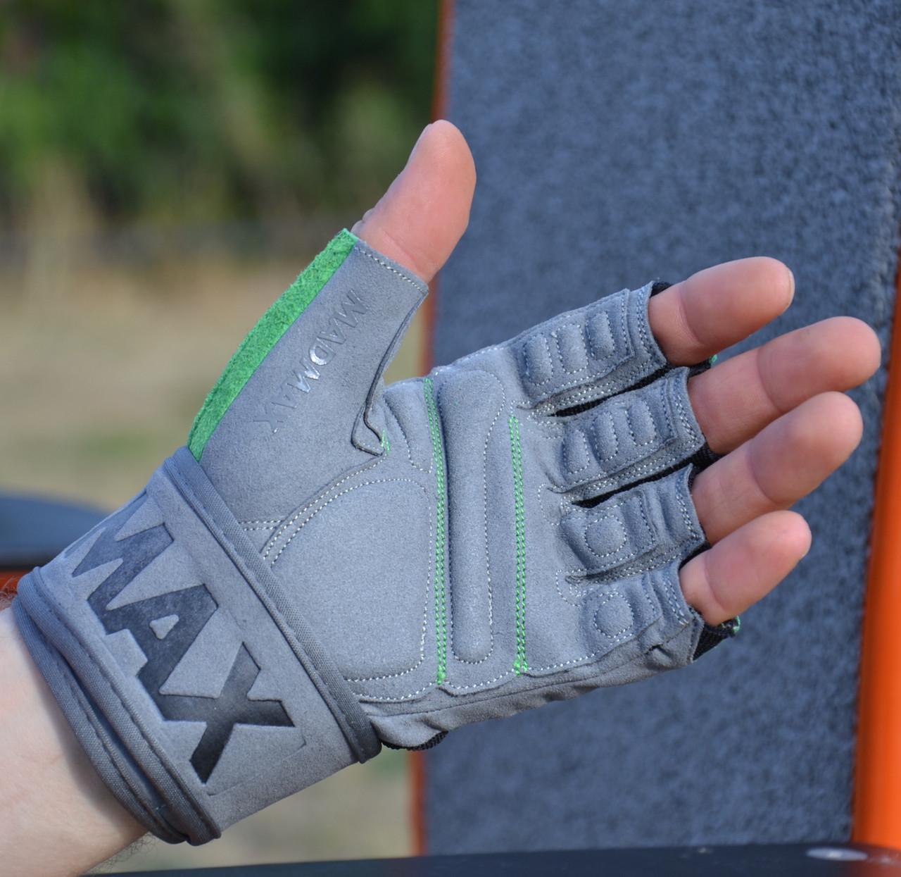 Рукавички для фітнесу MadMax MFG-860 Wild L Grey/Green - фото 4