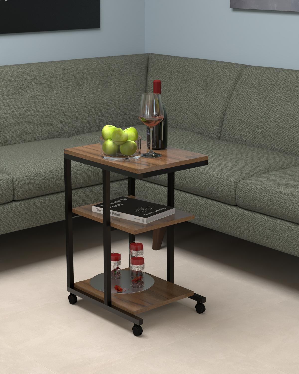 Столик приставной на колесах EcoLoft Ровер DSP-1401-8 в стиле лофт Дуб Ливорно (32359310)