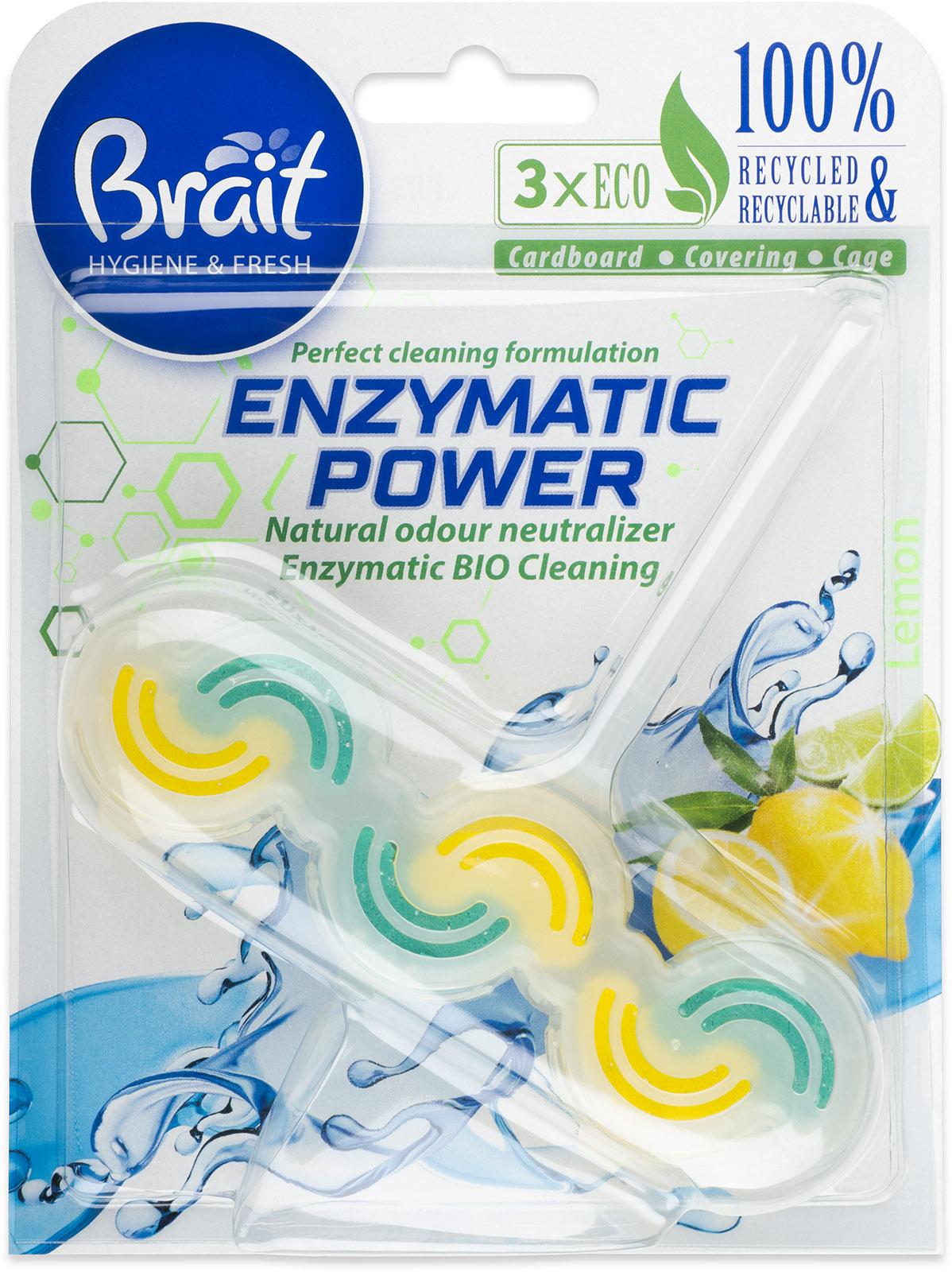 Туалетный блок подвесной Brait Enzymatic Power Lemon 45 г