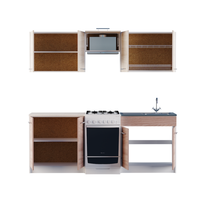 Кухня зі стільницею та накладною мийкою Еверест Еко 2,1 м Ясень Шімо Темний ДСП (00353) - фото 2 Кухня зі стільницею та накладною мийкою Еверест Еко 2,1 м Ясень Шімо Темний ДСП (00353) - фото 2