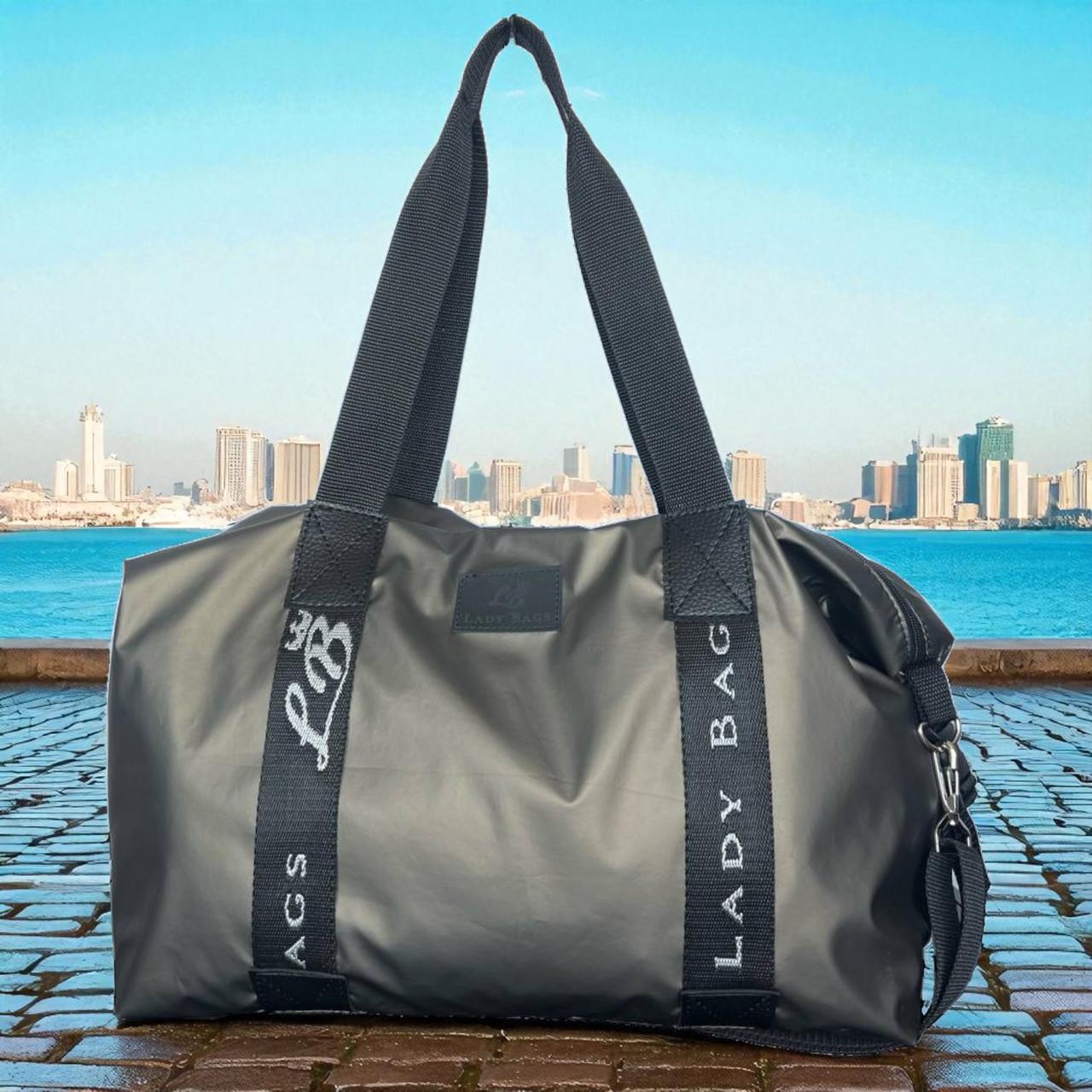 Сумка спортивная через плечо женская дорожная большая из плащевки 43х30х17 см Бронза - фото 7 Сумка спортивная через плечо женская дорожная большая из плащевки 43х30х17 см Бронза - фото 7