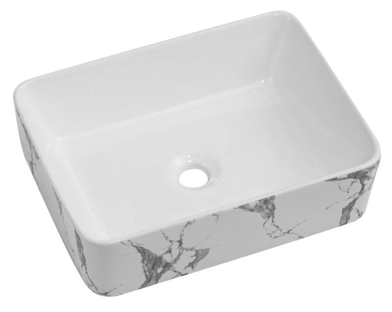 Раковина накладная прямоугольная Qtap Tern с донным клапаном Marble (QT17116069MR)
