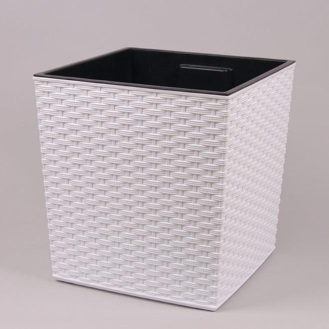 Горшок пластмассовый с вкладом Flora JUKA RATTAN 80908 19х19 см Белый (DR015083)
