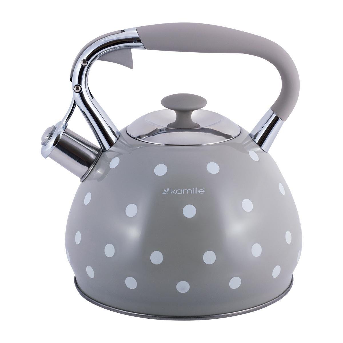 Чайник со свистком с глянцевым покрытием Kamille KM-0695AN из нержавеющей стали 3 л Серый (150-84-0695AN) - фото 2 Чайник со свистком с глянцевым покрытием Kamille KM-0695AN из нержавеющей стали 3 л Серый (150-84-0695AN) - фото 2