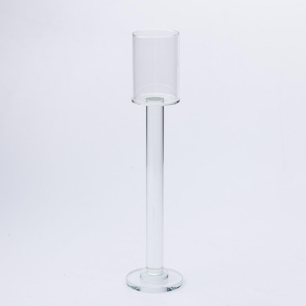 Подсвечник стеклянный на ножке бокал декоративный 8x36 см Прозрачный (6937)
