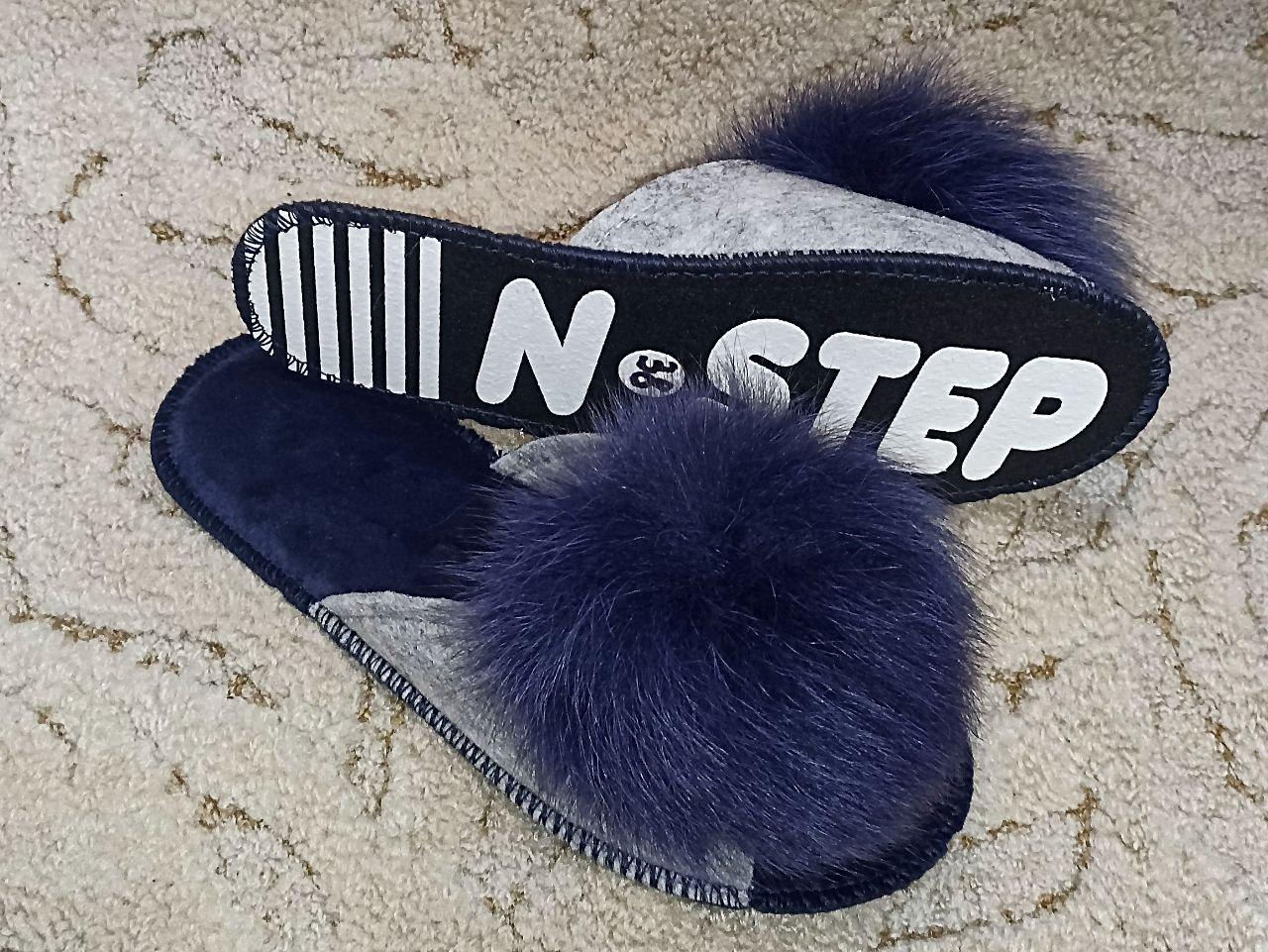 Домашние тапочки женские открытые New Step 003k из войлока с натуральным мехом р. 41 (29182297)