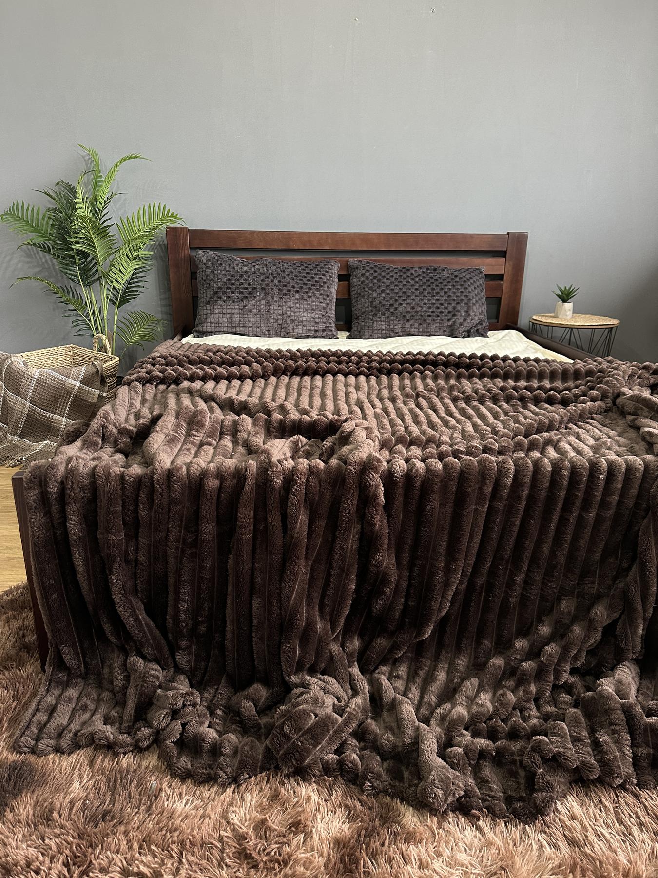 Покривало Королівський шарпей євро 200х220 см Шоколадний - фото 6