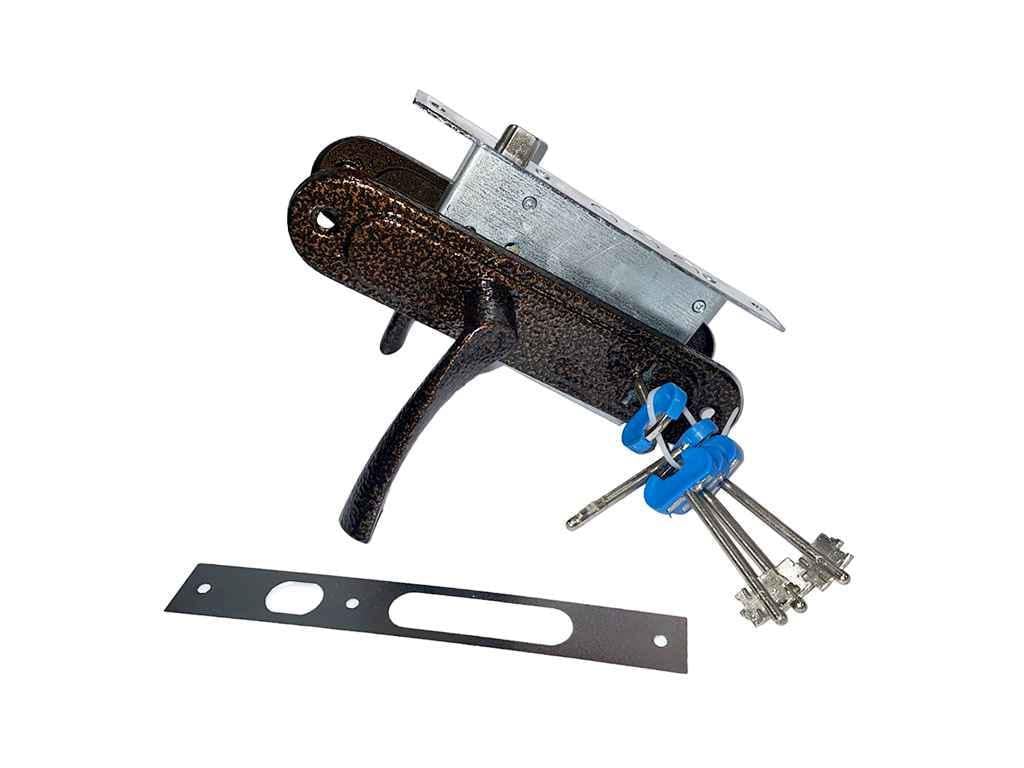 Замок врiзний Аріко сувальдний з ручкою ЗВ9 ЧМ 77 Мідний (800338)