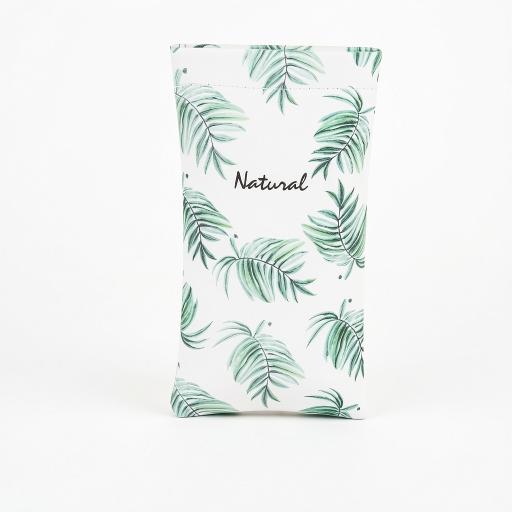 Чехол для очков женский мягкий с принтом Листья Tropical Leaf Белый (1947401875)