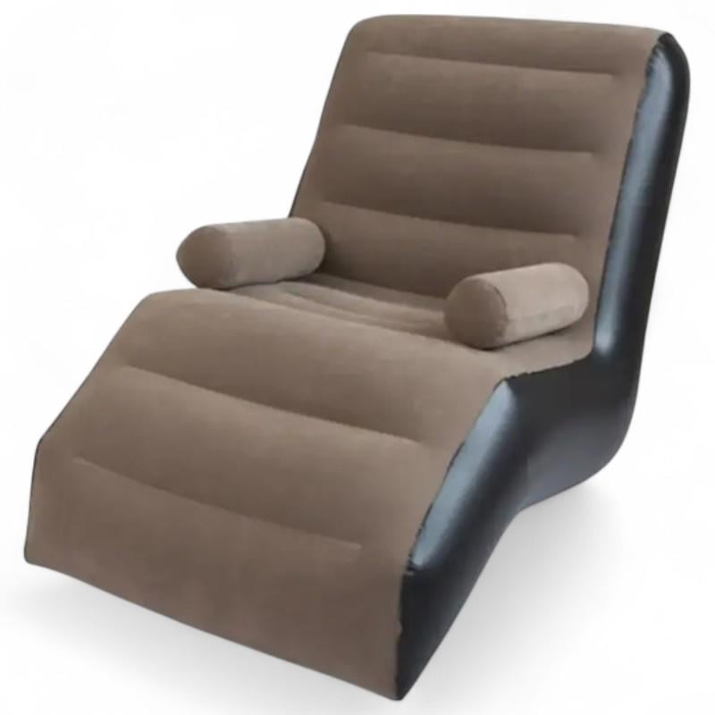 Кресло надувное с подлокотниками Inflatable Sofa 140х85х80 см Коричневый