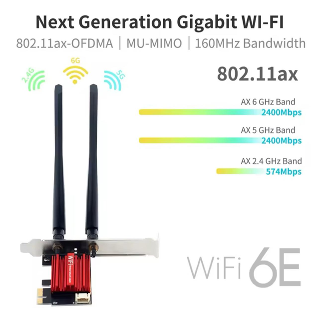 Сетевая карта трехдиапазонная Fenvi Intel AX210 PCI-E WiFi 6E 2.4G/5G/6Ghz BT 5. 3 MU-MIMO (00901) - фото 6