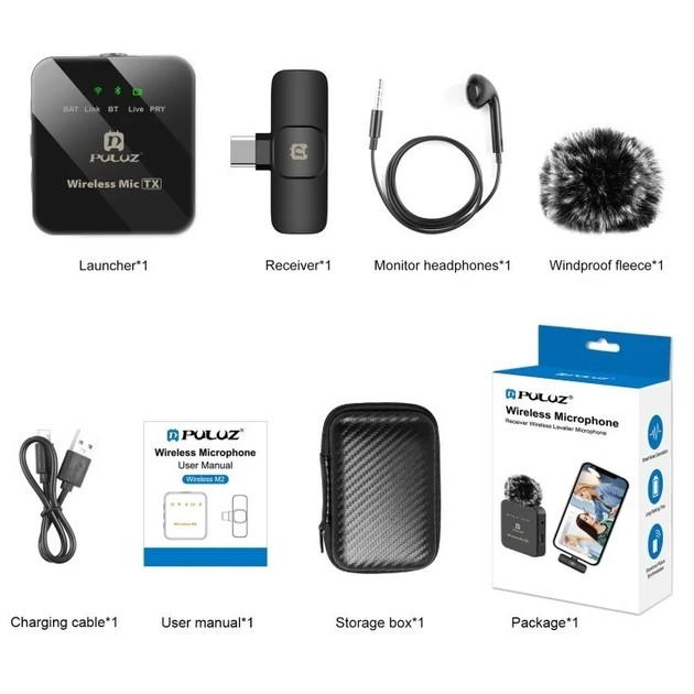 Микрофон для смартфона Puluz PU646B беспроводной петличный Type-C Phone Type-C Receiver шумоподавления (2509879922) - фото 7 Микрофон для смартфона Puluz PU646B беспроводной петличный Type-C Phone Type-C Receiver шумоподавления (2509879922) - фото 7