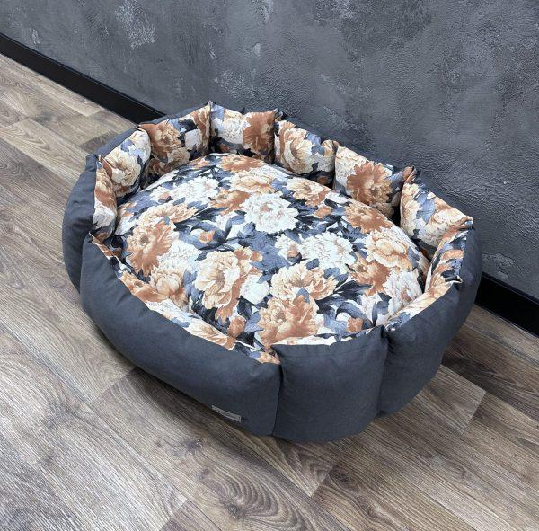 Лежак для котів та собак Comfort Home модель 2 Ashen flowers brown 60х45 см