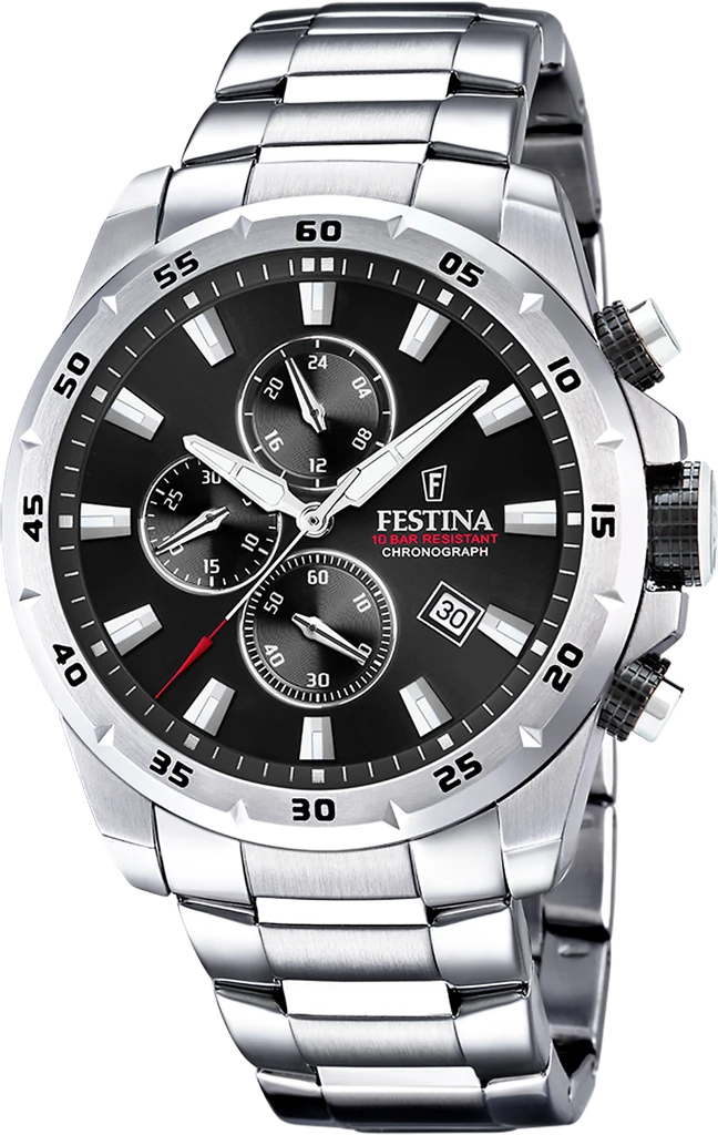 Наручные часы мужские Festina F20463/4 Chrono Sport со стальным корпусом WR 100 м и черным циферблатом