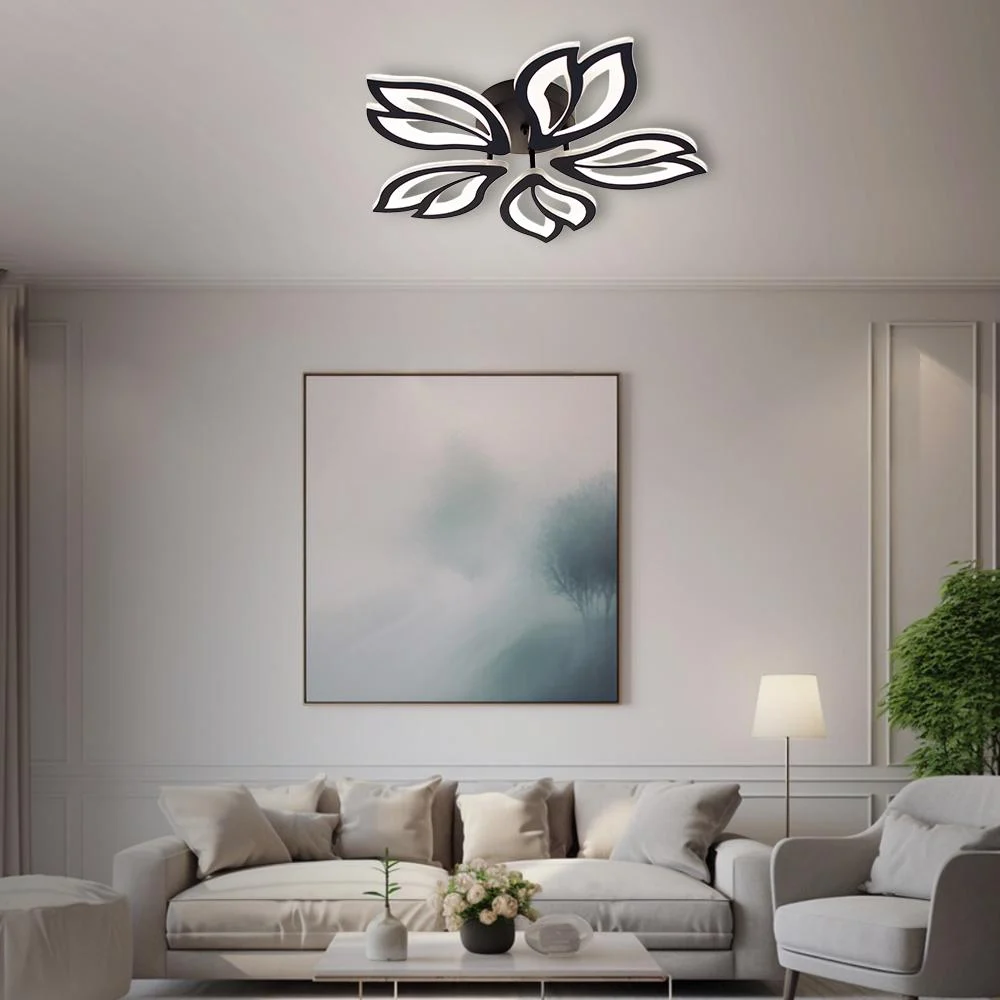 Люстра светодиодная ESLLSE ASTRA 5F с пультом 60 Вт 560x95 мм Черный (10592) - фото 4