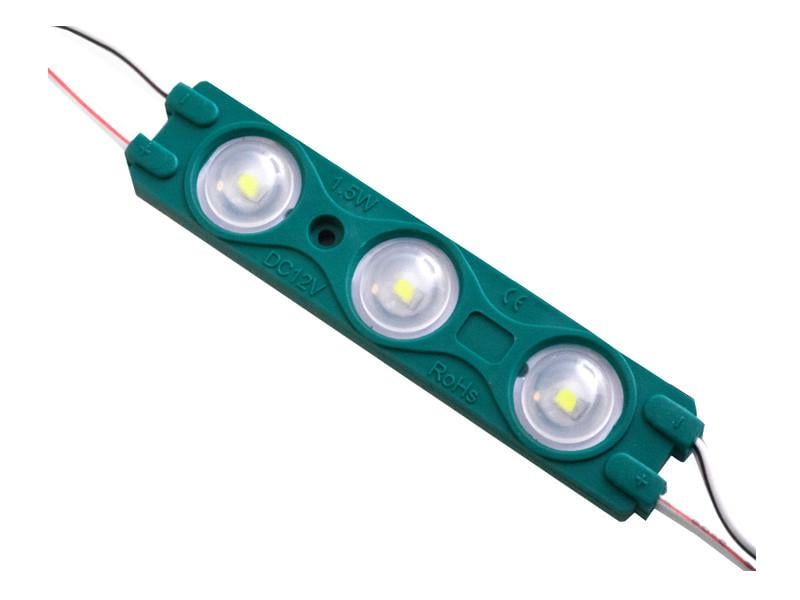 Світлодіодний модуль з лінзою SMD2835 3 LED 12В 1.5Вт IP65 зелений (1607)