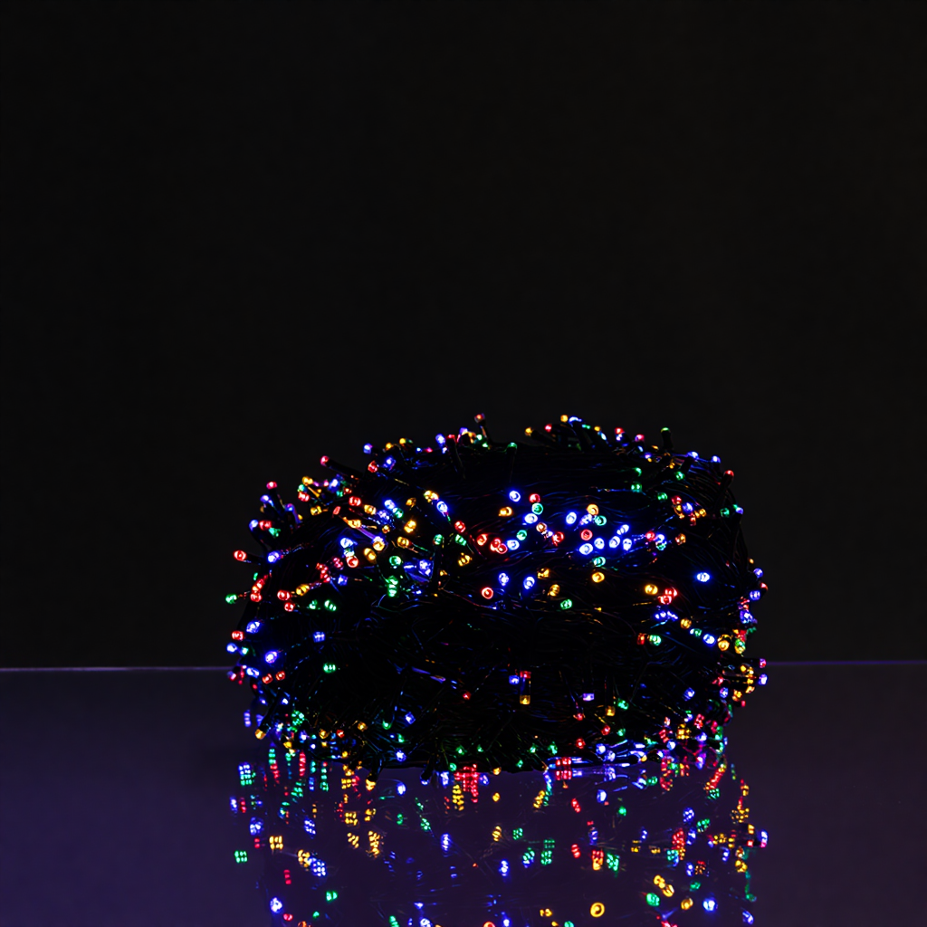 Гирлянда Нить уличная 300 LED 30 м на солнечной батарее Мультиколор Черный (SB300L30MBML)