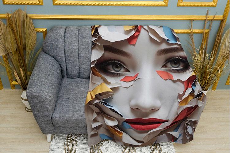 Плед PromoZP Лицо и бумага плюш двухслойный 150х210 см (102404)