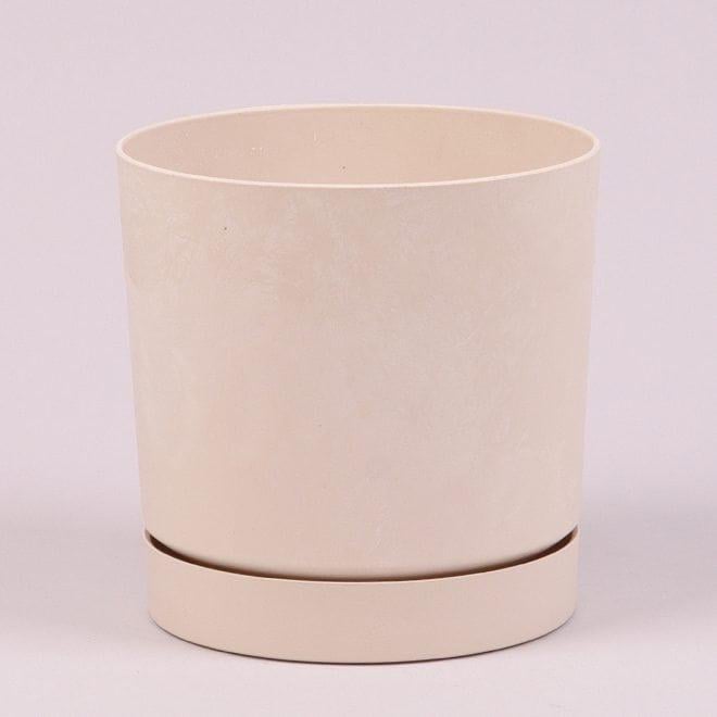 Горшок пластиковый с подставкой Flora Tubo P Beton Effect 13 см Кремовый (93578)