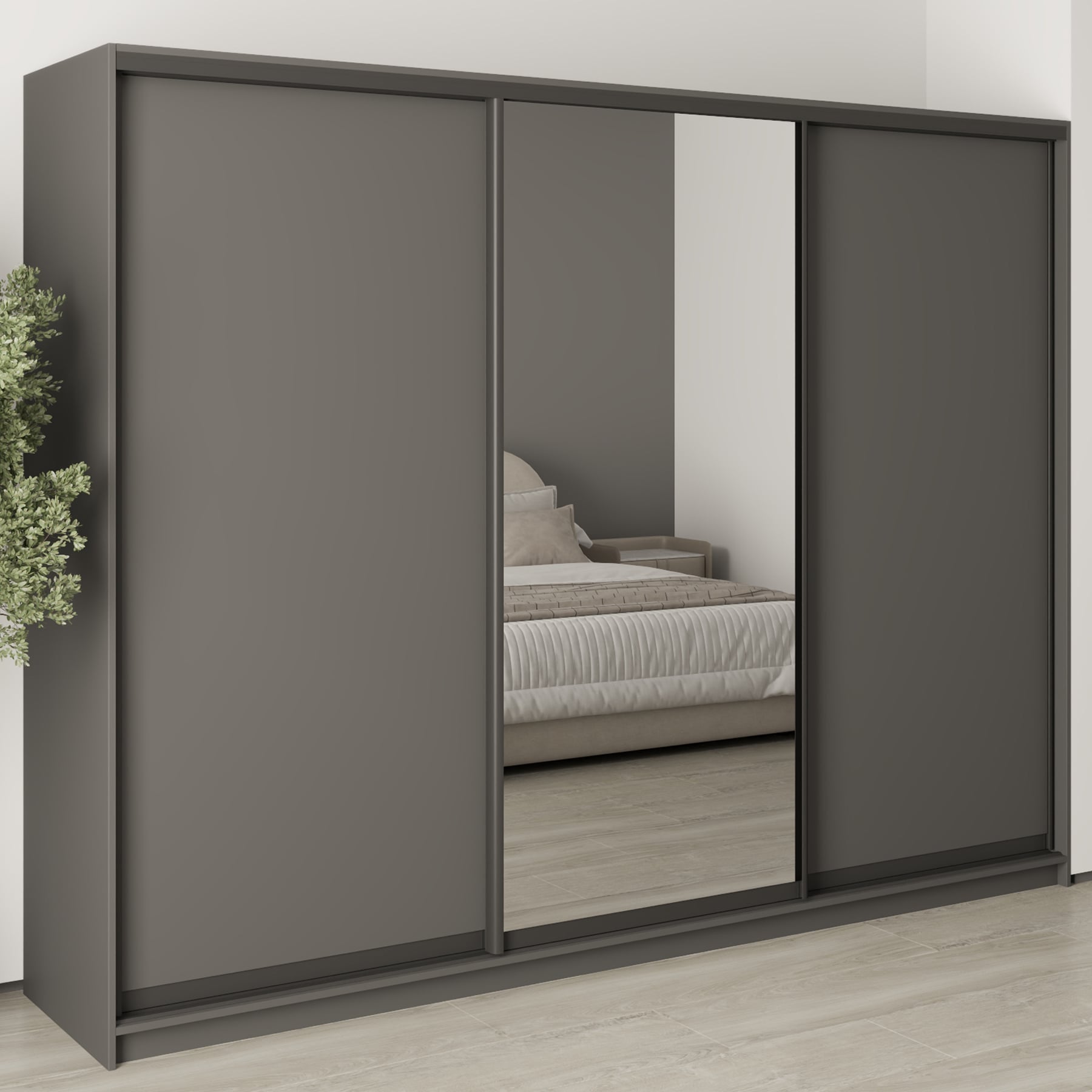 Шкаф-купе трехдверный Mebel Star Комбо BG MBS-9077 270х45х210 см Антрацит (1009066)