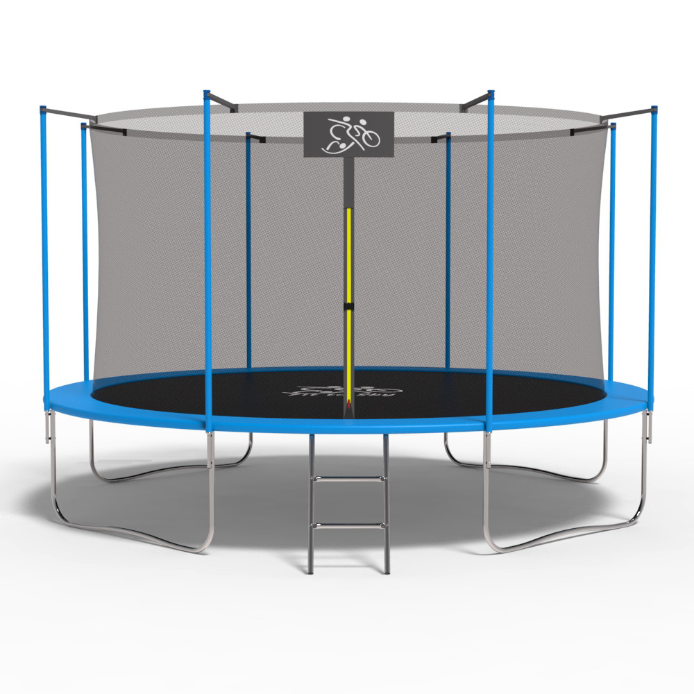 Батут FitToSky 374 см з внутрішньою сіткою і драбинкою
