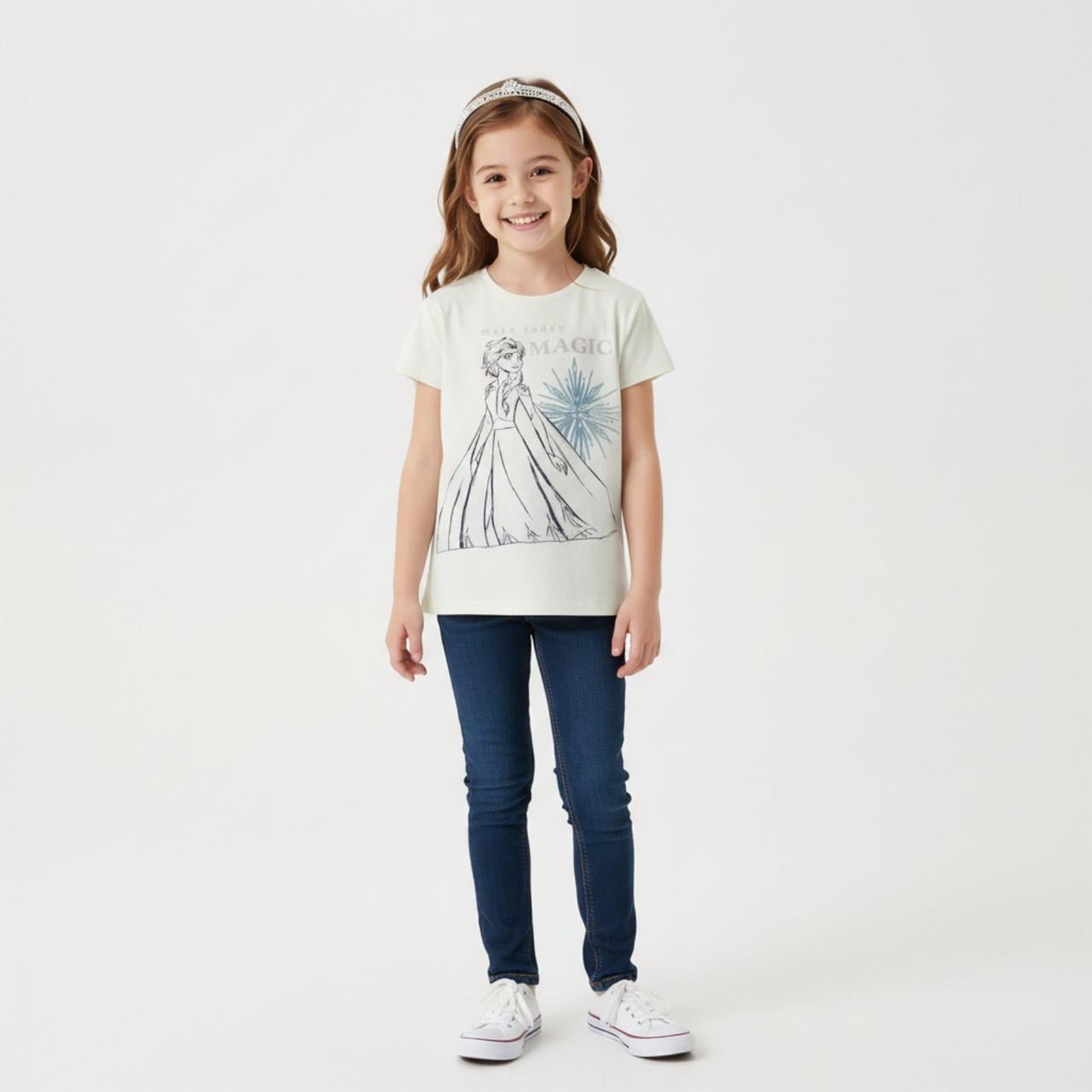 Футболка для девочки Disney Frozen Ледяное Сердце 110-116 см 4-6 г. Голубой (417649-2210)