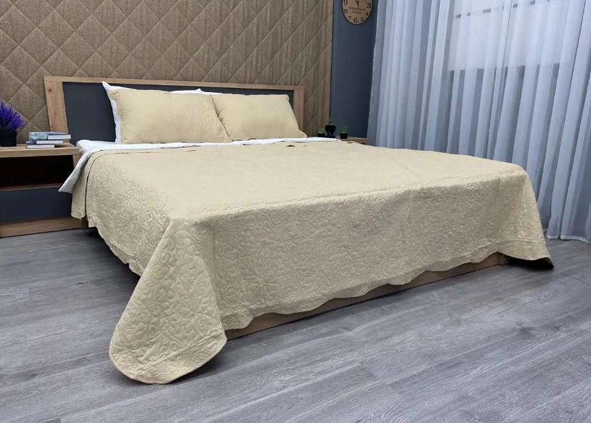 Покривало Expo Trade Листя 220х220 см/наволочки 50х70 см Бежевий (85-150)