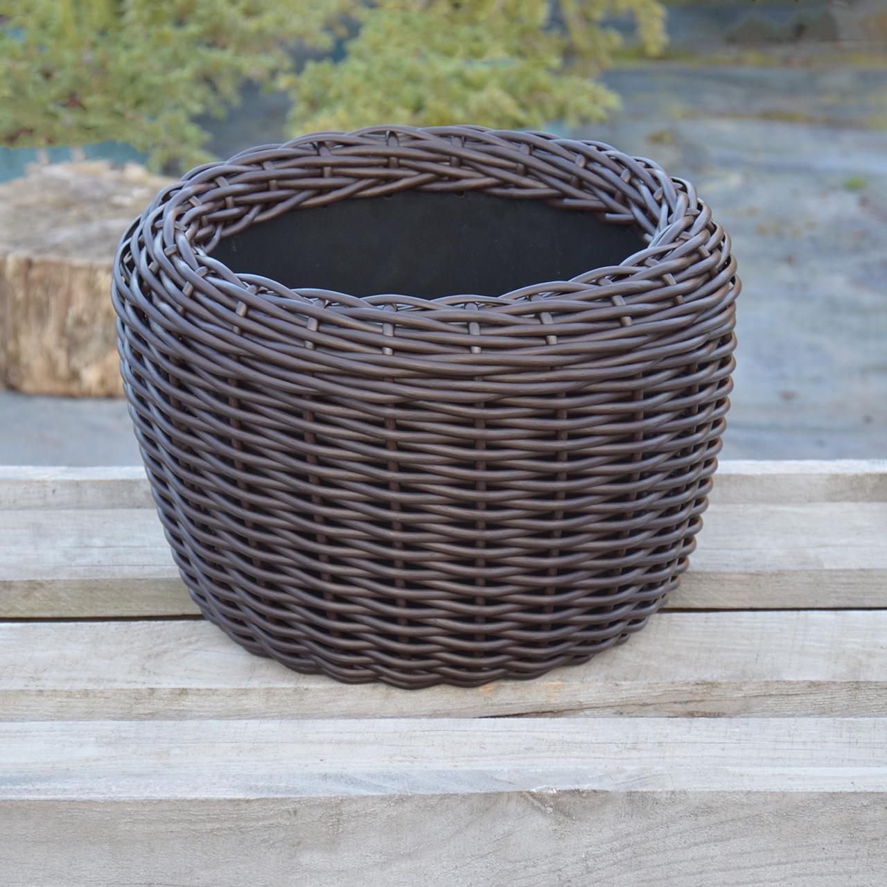 Кашпо для рослин з штучного ротангу 12 л Венге (11717091) - фото 3 Кашпо для рослин з штучного ротангу 12 л Венге (11717091) - фото 3