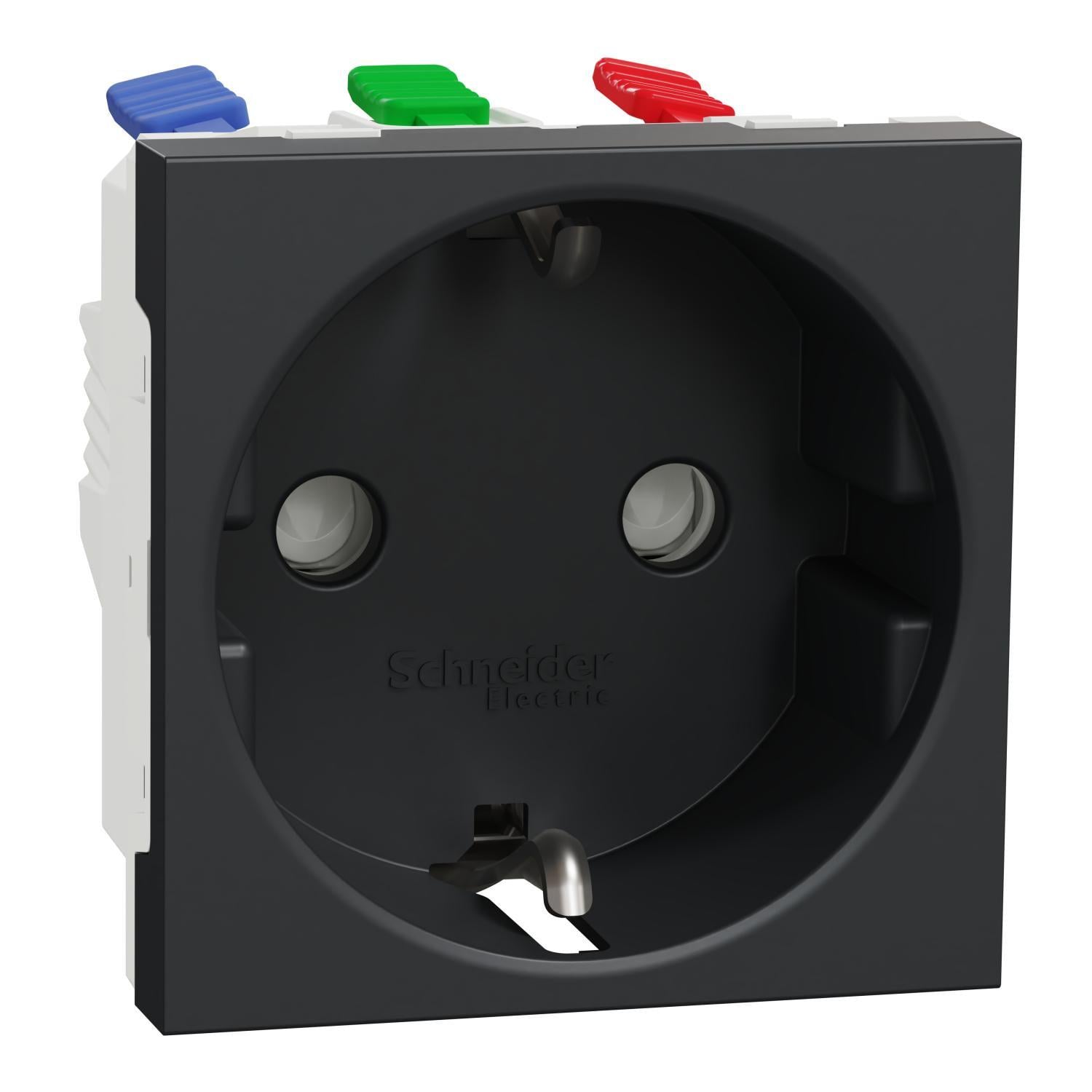 Розетка Schneider Electric Unica New з клемами/шторками 16А Антрацит (NU305754)