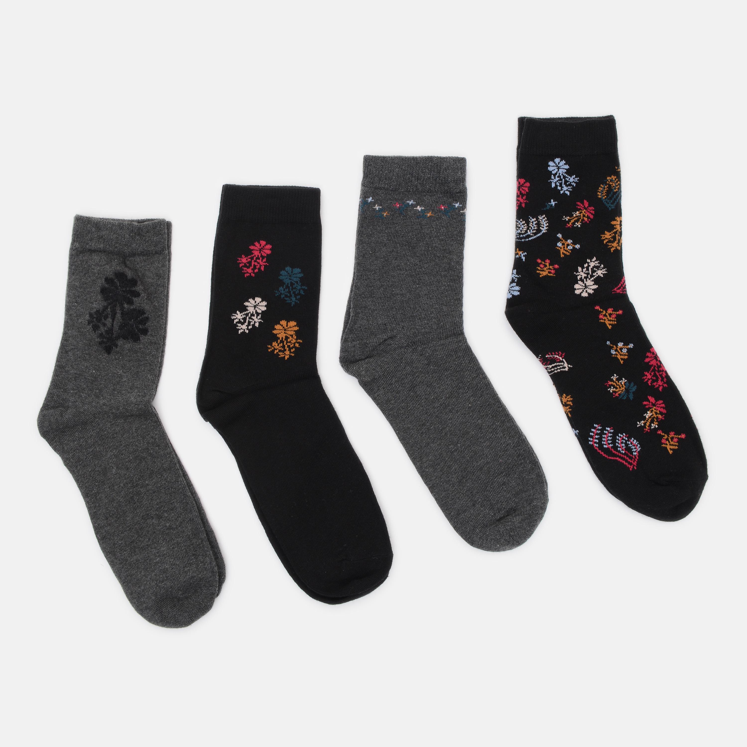 Шкарпетки C&A 4 пари Квіти р. 35-38 сірий (2242379840413)